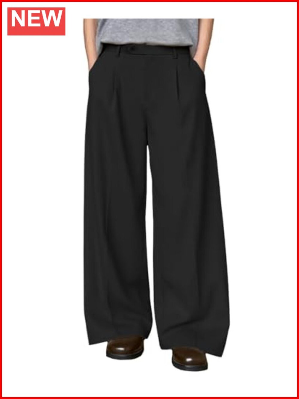 Men's Baggy Wide Leg Pleated A-Line Pants Loose Casual Trousers Y2K